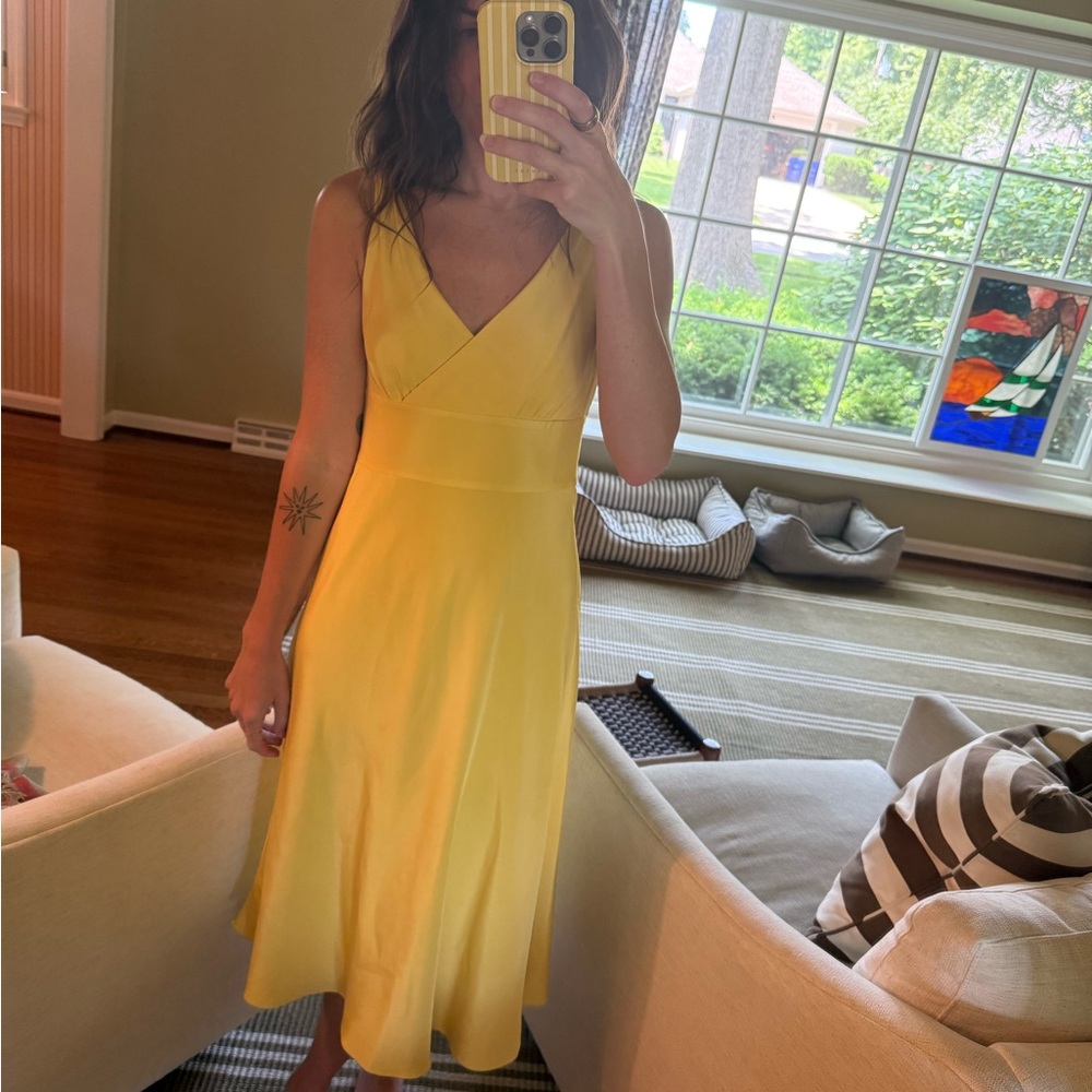 J. Crew Yellow V-Neck Sleeveless Midi Sundress